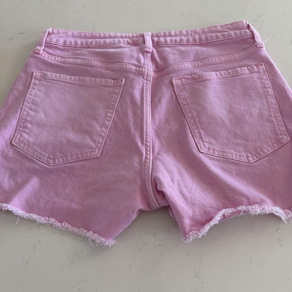 Old Navy OG Straight Pink Denim Cutoff Shorts Women's 12 High Rise Raw Hem - Picture 2 of 5